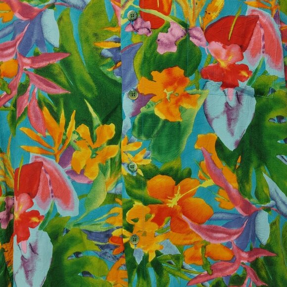 Vintage Jams World Hawaiian Shirt Tropical Bloom Men's XL (READ MEASUREMENTS IN - Picture 5 of 10
